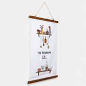 ヴィンテージレトロ水彩台所用品 吊り下げ型タペストリー (傾斜あり)