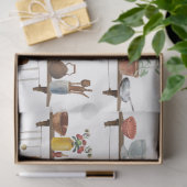 ヴィンテージレトロ水彩台所用品 薄葉紙 (ギフト)