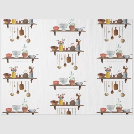 ヴィンテージレトロ水彩台所用品 薄葉紙 (正面)