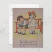 ヴィンテージレトロ泣き叫びバレンタインカード シーズンポストカード (正面/裏面)