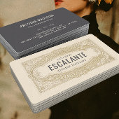 ヴィンテージレトロ洗練フランスのクリーミ縁どー 名刺