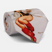 ヴィンテージレトロ消防士ピンアップガール ネクタイ (ロール)