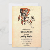 ヴィンテージレトロ漫画スクリプトスタイリッシュブライダルシャワー 招待状 (正面)