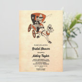 ヴィンテージレトロ漫画スクリプトスタイリッシュブライダルシャワー 招待状 (スタンド正面)