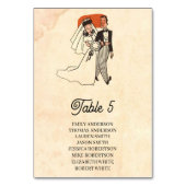 ヴィンテージレトロ漫画ポップ・アートのブックア素朴結婚ート テーブルナンバー (裏面)