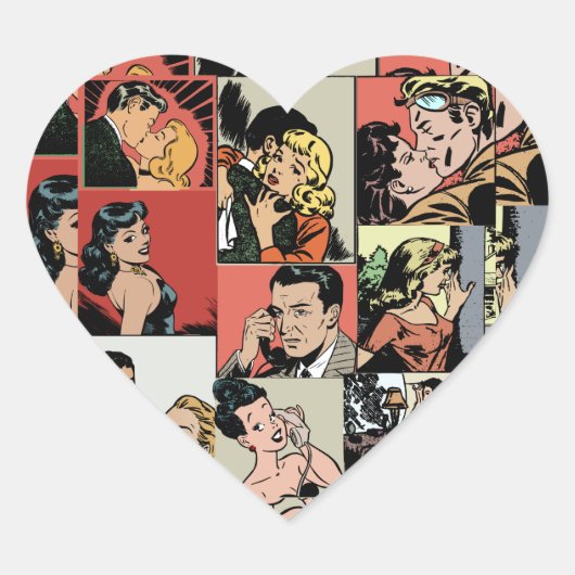 ヴィンテージレトロ漫画ラブストーリー ハートシール (正面)