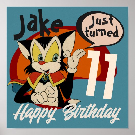 ヴィンテージレトロ漫画子供の誕生日カスタマイズ ポスター (正面)