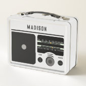 ヴィンテージレトロ無線パーソナライズされた名 メタルランチボックス (裏面)