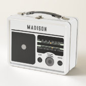 ヴィンテージレトロ無線パーソナライズされた名 メタルランチボックス (正面)