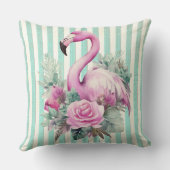 ヴィンテージレトロ熱帯ピンクフラミンゴ クッション (裏面)