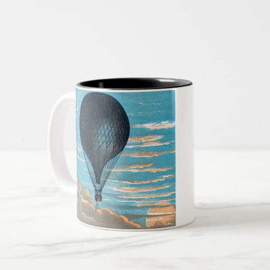 ヴィンテージレトロ熱気球ビュー最初のバルーン ツートーンマグカップ (正面左)