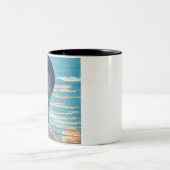 ヴィンテージレトロ熱気球ビュー最初のバルーン ツートーンマグカップ (中央)