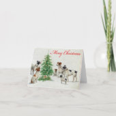 ヴィンテージレトロ犬とクリスマスツリーの挨拶 シーズンカード (正面)
