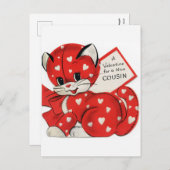 ヴィンテージレトロ猫のいとこはメッセージの郵便はがきを加えます シーズンポストカード (正面/裏面)