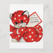 ヴィンテージレトロ猫のいとこはメッセージの郵便はがきを加えます シーズンポストカード (正面)