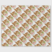 ヴィンテージレトロ猫の子ネコのお誕生日ケーキの挨拶 ラッピングペーパー (フラット)