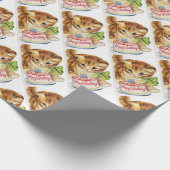 ヴィンテージレトロ猫の子ネコのお誕生日ケーキの挨拶 ラッピングペーパー (角)
