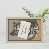 ヴィンテージレトロ猫誕生日または サンキューカード (スタンド正面)