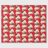 ヴィンテージレトロ白猫とマウス ラッピングペーパー (フラット)