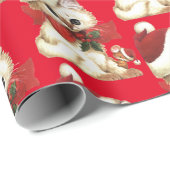 ヴィンテージレトロ白猫とマウス ラッピングペーパー (ロールコーナー)