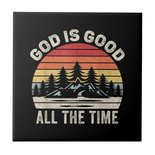 ヴィンテージレトロ神は常にクリスチャン良い タイル (正面)