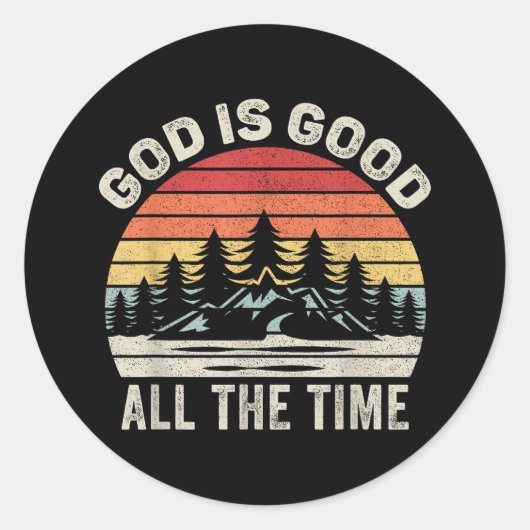 ヴィンテージレトロ神は常にクリスチャン良い ラウンドシール (正面)