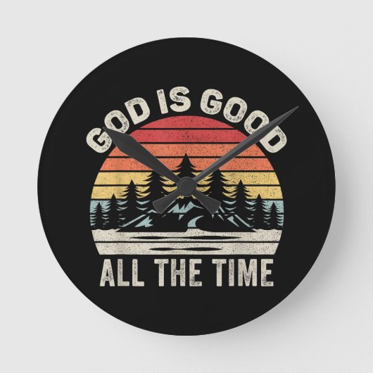ヴィンテージレトロ神は常にクリスチャン良い ラウンド壁時計 (正面)