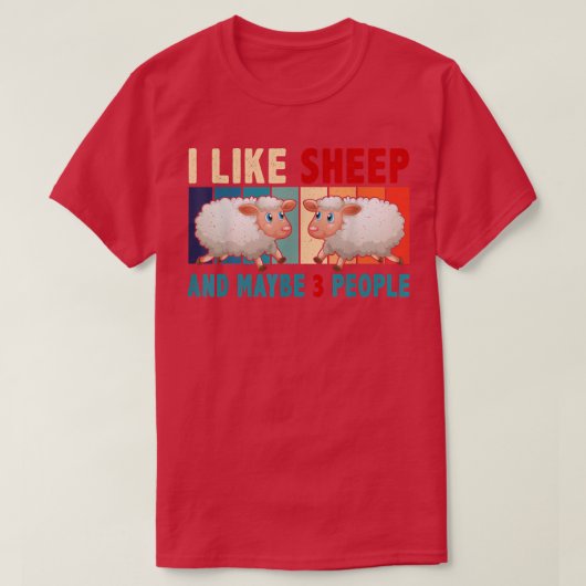 ヴィンテージレトロ私はシープが好きで、おそらく3人は遠く Tシャツ (デザイン正面)