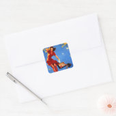 ヴィンテージレトロ秋スペルピンナップガール スクエアシール (封筒)