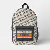 ヴィンテージレトロ素晴らしヒット式カセットテープ模様 プリントバックパック (正面)