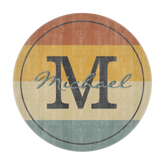 ヴィンテージレトロ素朴な名前のイニシャル パーソナライズされた カッティングボード (正面)