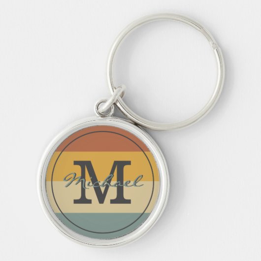 ヴィンテージレトロ素朴な名前のイニシャル パーソナライズされた キーホルダー (正面)