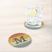 ヴィンテージレトロ素朴な名前のイニシャル パーソナライズされた ラウンドペーパーコースター (インサイチュ)