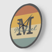 ヴィンテージレトロ素朴な名前のイニシャル パーソナライズされた ラージ壁時計 (傾斜)