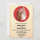 ヴィンテージレトロ素朴オールドスタイリッシュカップル結婚ズ 招待状 (正面)