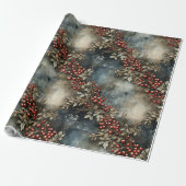 ヴィンテージレトロ素朴クラシッククリスマスポインセチア ラッピングペーパー (アンロールド)