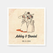 ヴィンテージレトロ素朴ブリデスメイド50s漫画結婚ズ スタンダードカクテルナプキン (正面)