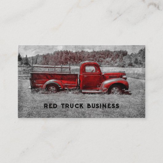 ヴィンテージレトロ素朴レッドグレーファームトラック 名刺 (正面)