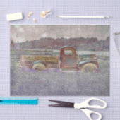 ヴィンテージレトロ素朴レッドパープルアートファームトラック 薄葉紙 (クラフト)