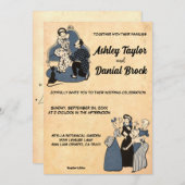 ヴィンテージレトロ素朴ロマンチックシック50sオールド結婚ズ 招待状 (正面/裏面)