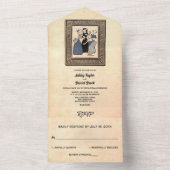 ヴィンテージレトロ素朴旧おもしろい漫画本結婚の オールインワン招待状 (内側)