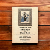 ヴィンテージレトロ素朴旧おもしろい漫画本結婚の 招待状