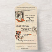 ヴィンテージレトロ素朴50年代の漫画をテーマに結婚した オールインワン招待状 (内側)