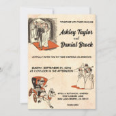 ヴィンテージレトロ素朴50年代の漫画をテーマに結婚した 招待状 (正面)