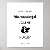 ヴィンテージレトロ結婚スクリプトのウェルカムサイン ポスター (正面)