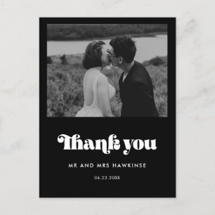 ヴィンテージレトロ結婚スクリプトの写真ありがとう ポストカード