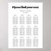 ヴィンテージレトロ結婚スクリプトの座席表 ポスター (正面)