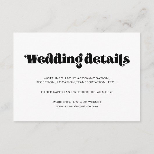 ヴィンテージレトロ結婚スクリプトの詳細カード エンクロージャーカード (正面)