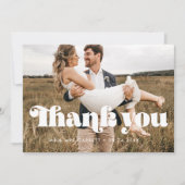 ヴィンテージレトロ結婚スクリプトサンキューカード 案内状 (正面)