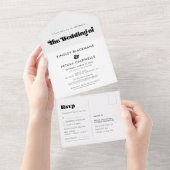 ヴィンテージレトロ結婚スクリプト オールインワン招待状 (貼ってはがせる)